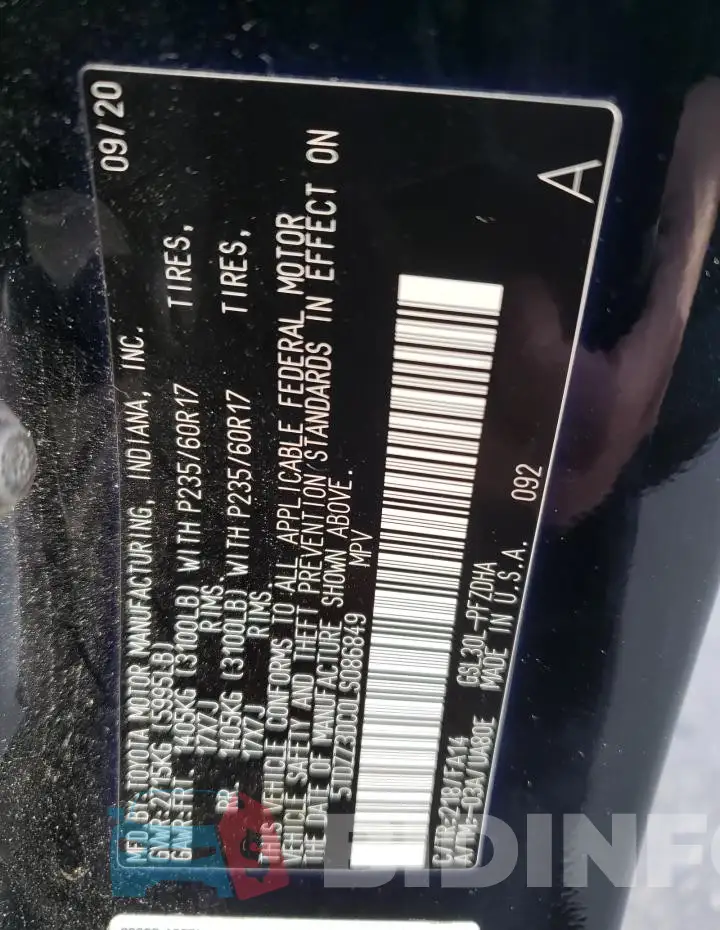 5TDZZ3DC0LS086849 Photo# 13
