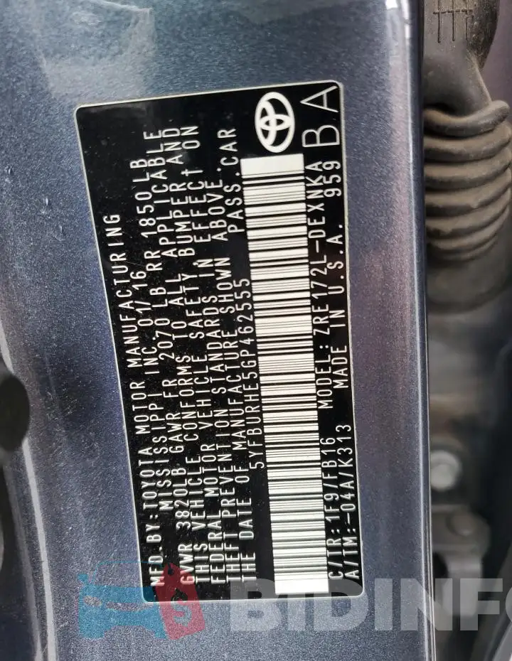 5YFBURHE5GP462555 Photo# 12