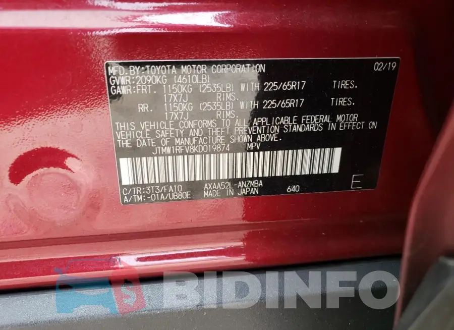 JTMW1RFV8KD019874 Photo# 13