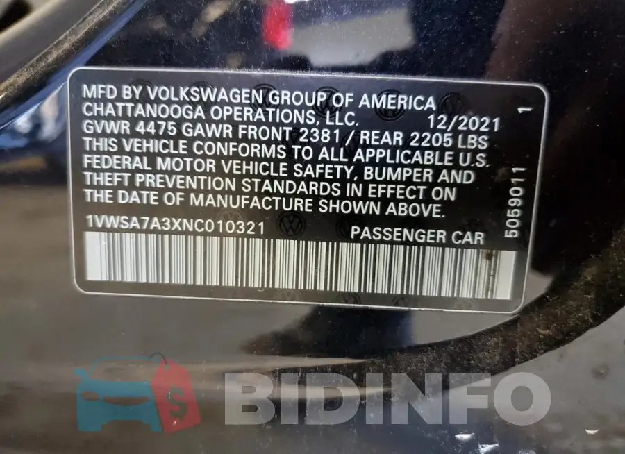 1VWSA7A3XNC010321 Photo# 13