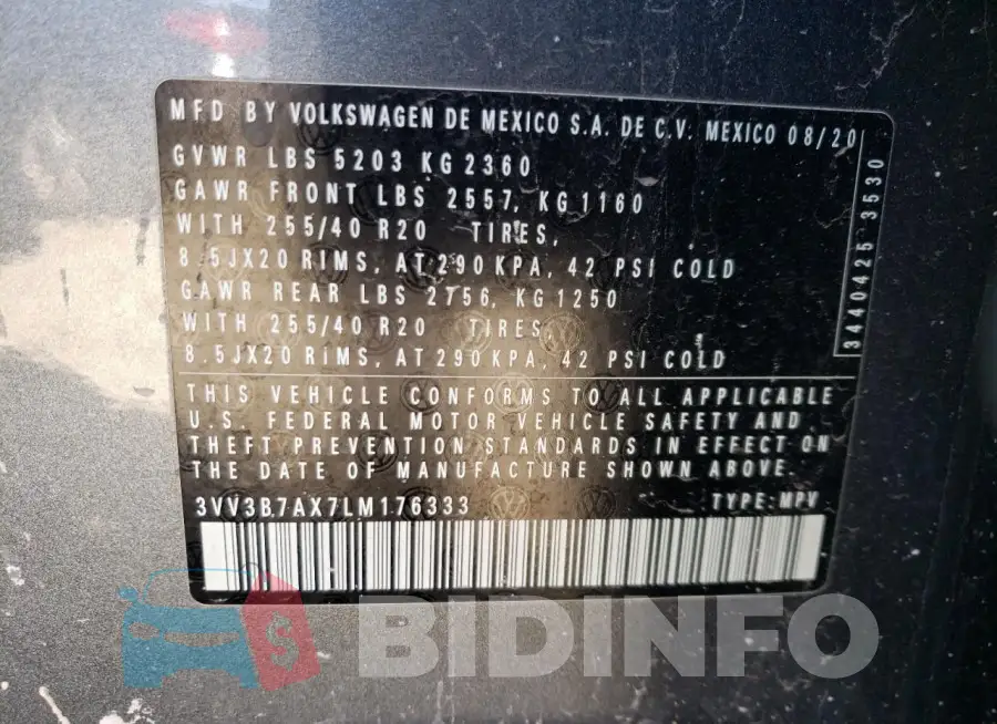 3VV3B7AX7LM176333 Photo# 13