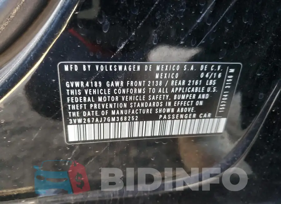 3VW267AJ7GM368252 Photo# 12