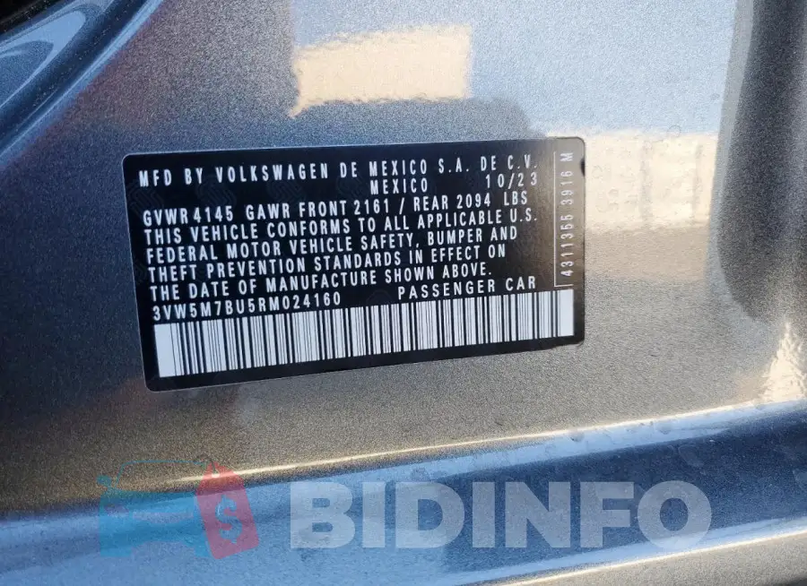 3VW5M7BU5RM024160 Photo# 13