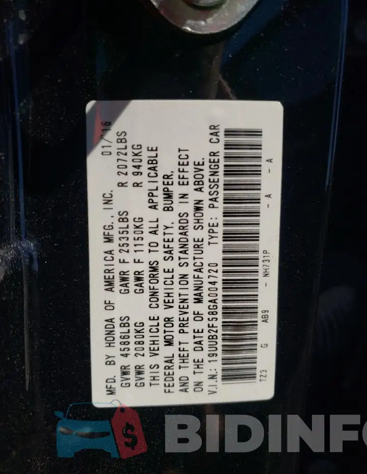 19UUB2F58GA004720 Photo# 12