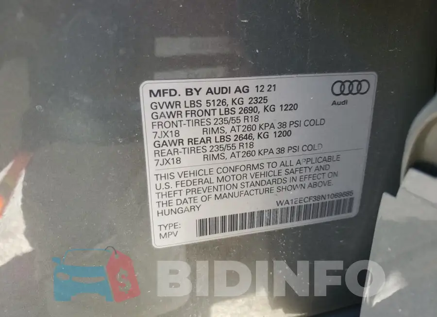WA1EECF38N1069685 Photo# 14