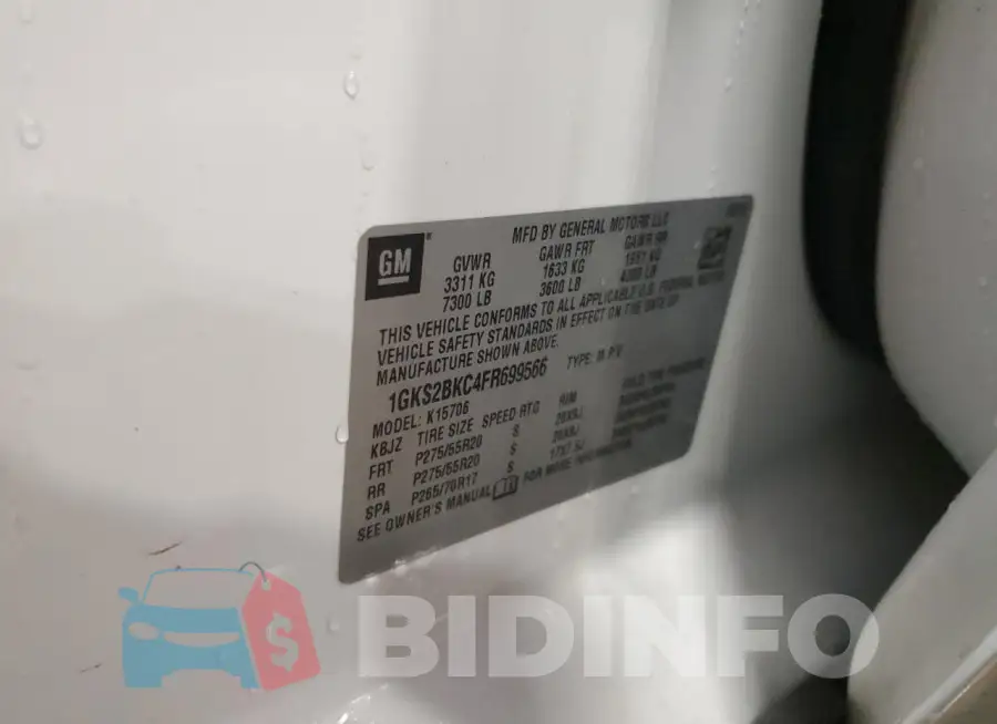 1GKS2BKC4FR699566 Photo# 13