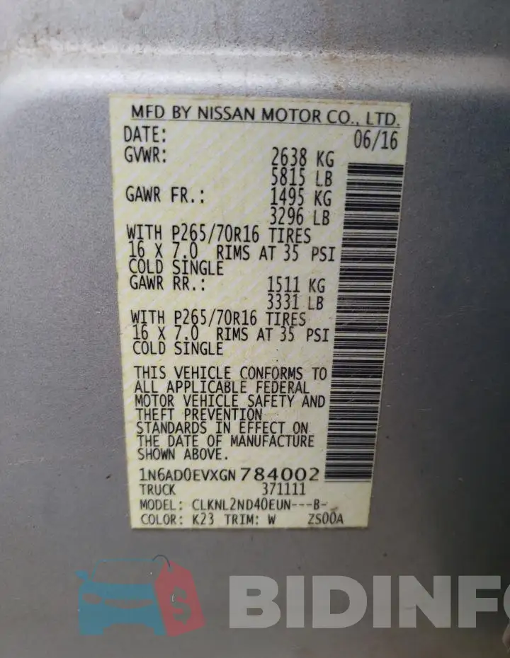 1N6AD0EVXGN784002 Photo# 12