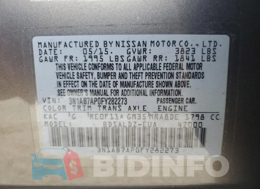 3N1AB7AP0FY282273 Photo# 12