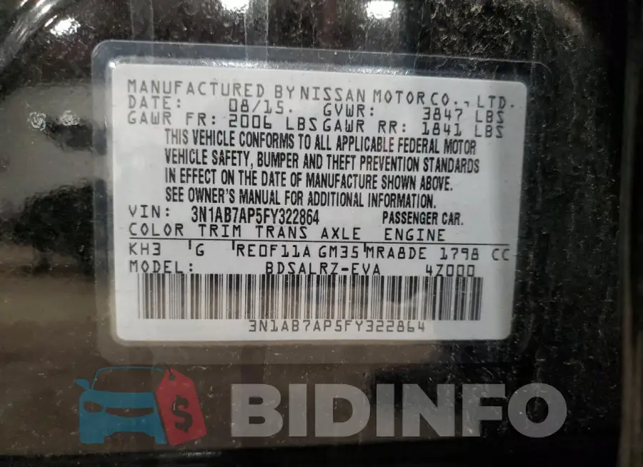 3N1AB7AP5FY322864 Photo# 12