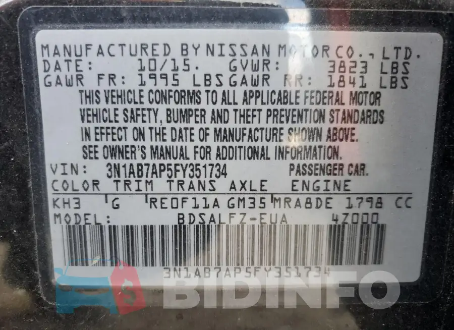 3N1AB7AP5FY351734 Photo# 13