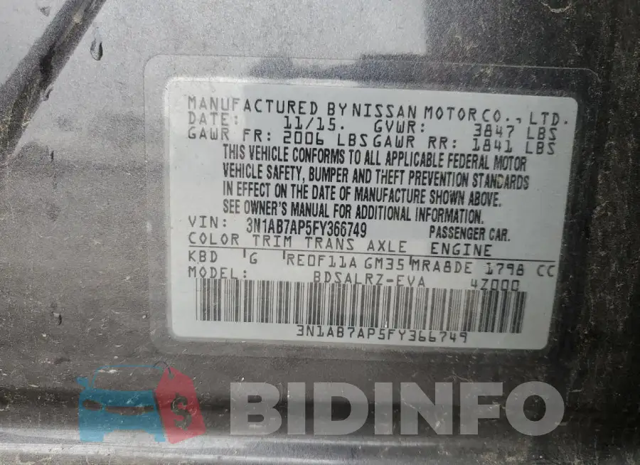 3N1AB7AP5FY366749 Photo# 12