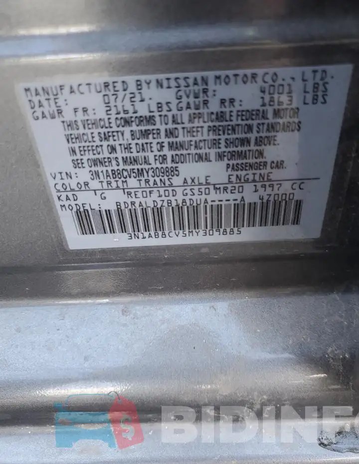 3N1AB8CV5MY309885 Photo# 13