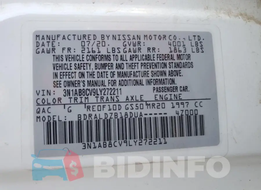3N1AB8CV9LY272211 Photo# 12