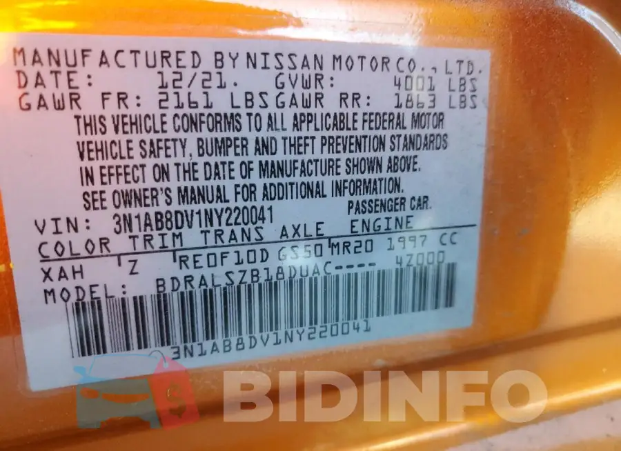 3N1AB8DV1NY220041 Photo# 12