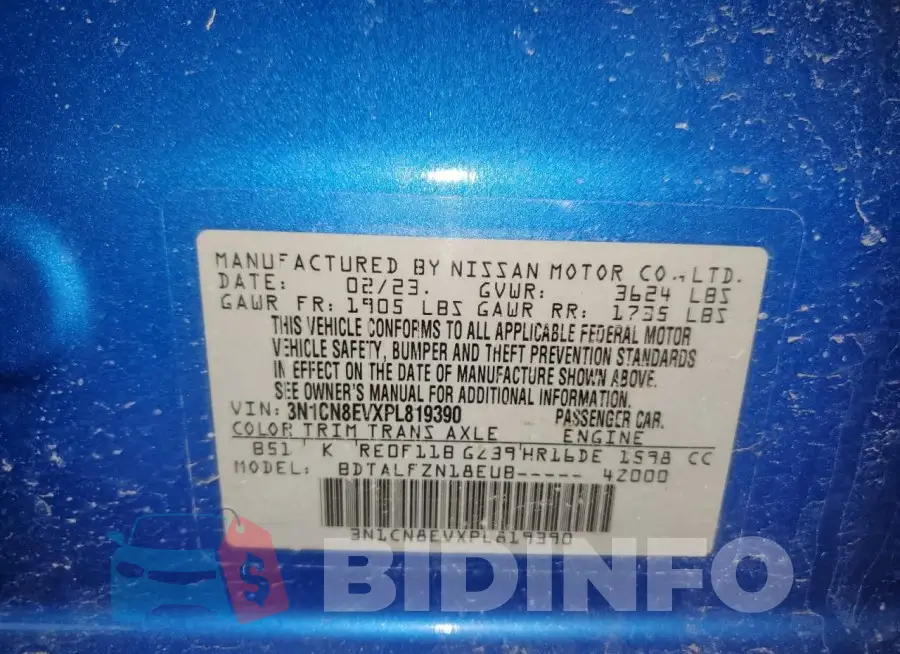 3N1CN8EVXPL819390 Photo# 13