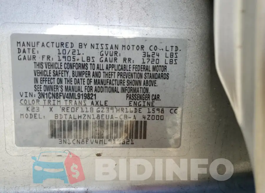 3N1CN8FV4ML919821 Photo# 12