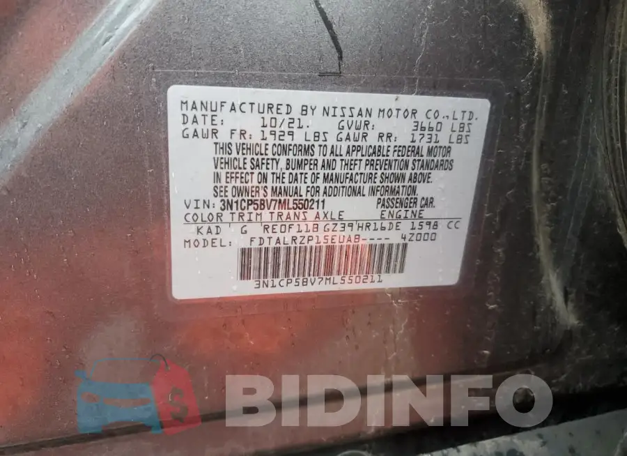3N1CP5BV7ML550211 Photo# 12