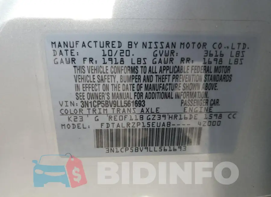 3N1CP5BV9LL561693 Photo# 13