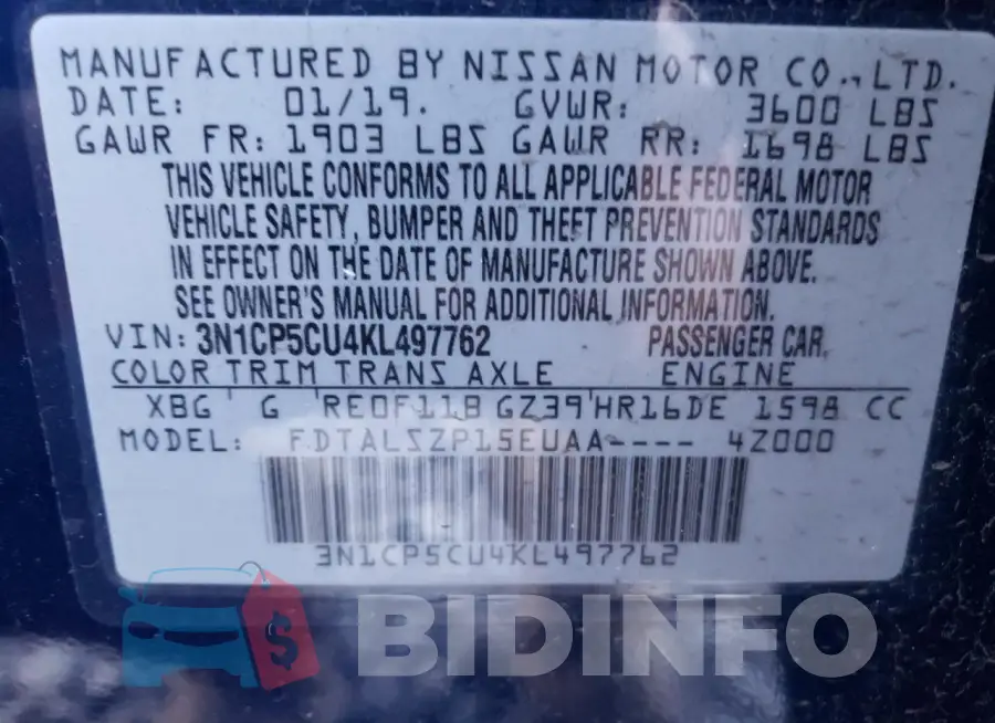 3N1CP5CU4KL497762 Photo# 12