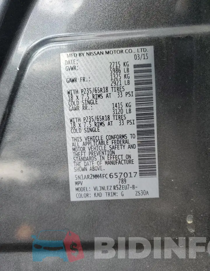 5N1AR2MM4FC657017 Photo# 14