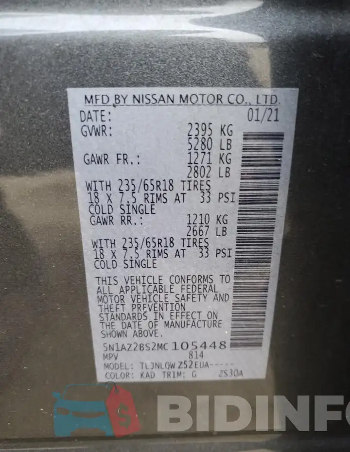 5N1AZ2BS2MC105448 Photo# 12