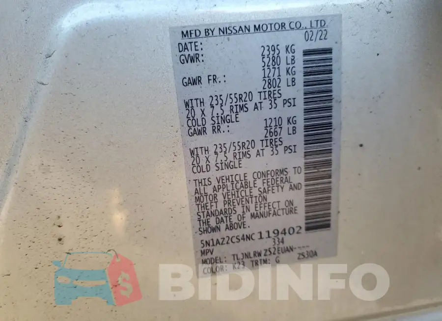 5N1AZ2CS4NC119402 Photo# 13