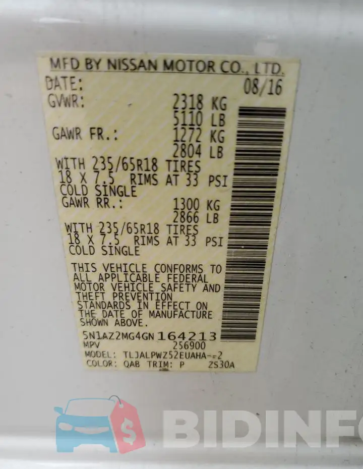 5N1AZ2MG4GN164213 Photo# 13