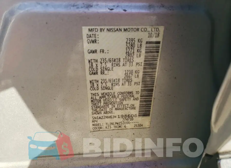 5N1AZ2MH6JN198606 Photo# 13