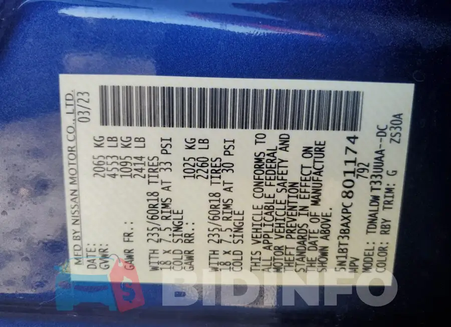 5N1BT3BAXPC801174 Photo# 13