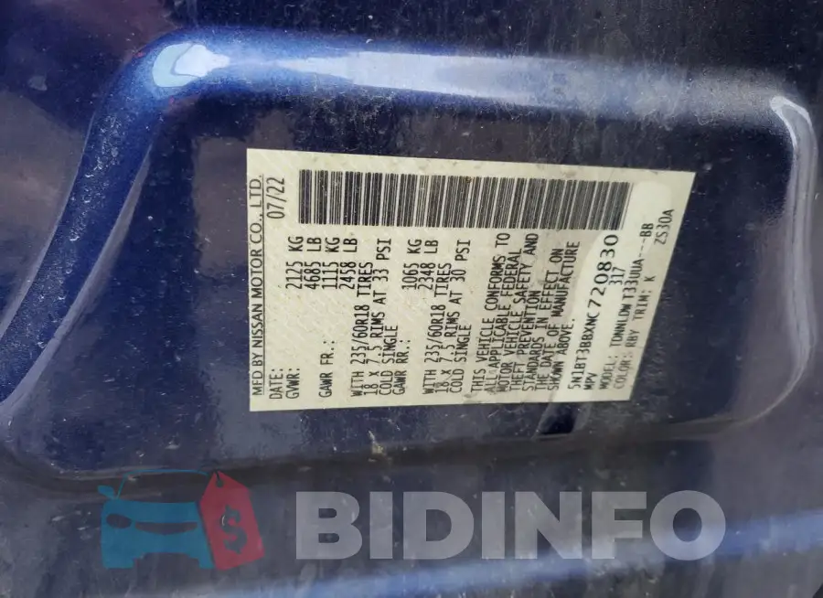 5N1BT3BBXNC720830 Photo# 14