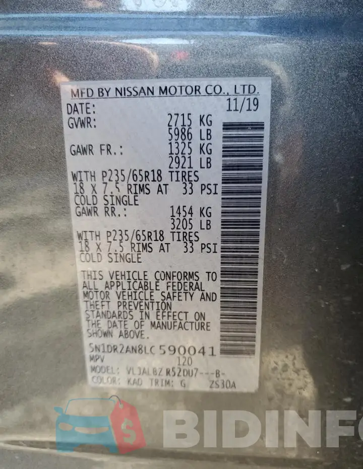 5N1DR2AN8LC590041 Photo# 12