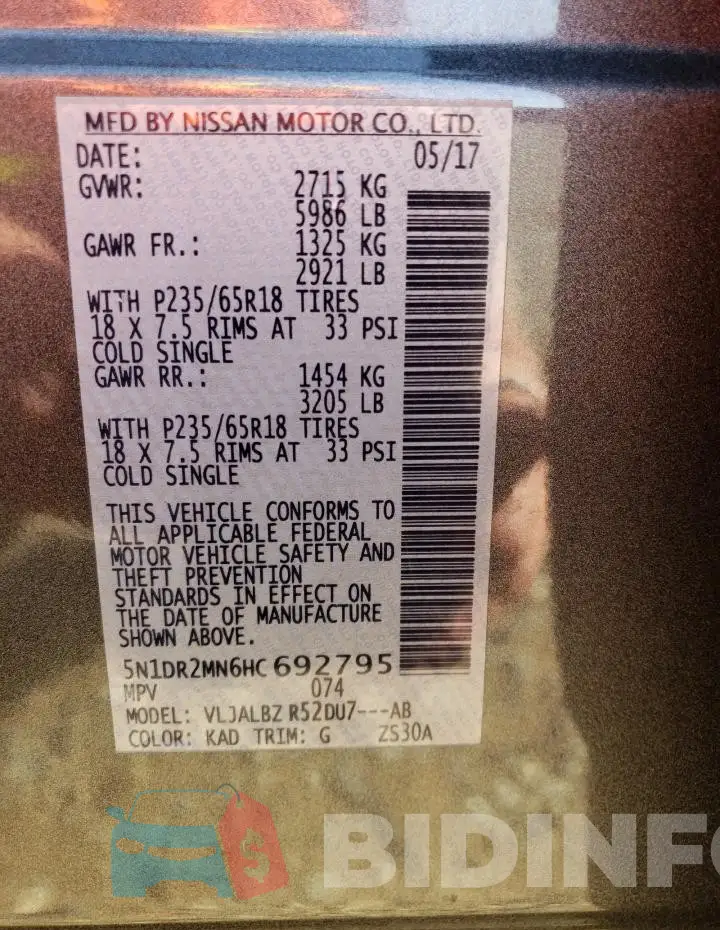 5N1DR2MN6HC692795 Photo# 14