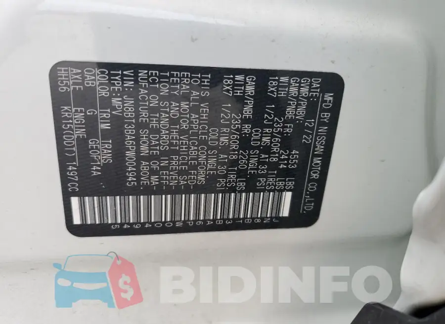 JN8BT3BA6PW004945 Photo# 14