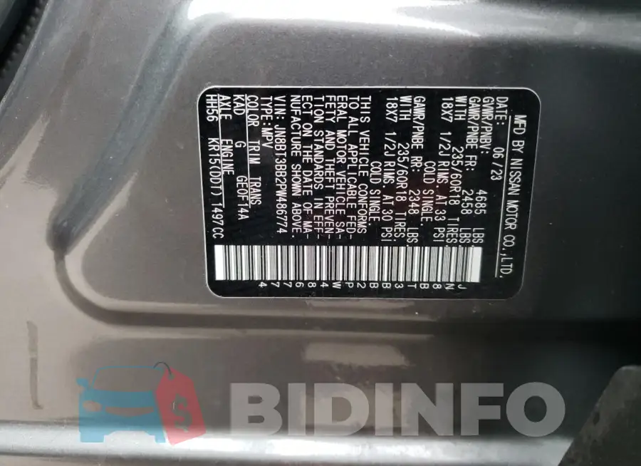 JN8BT3BB2PW486774 Photo# 14