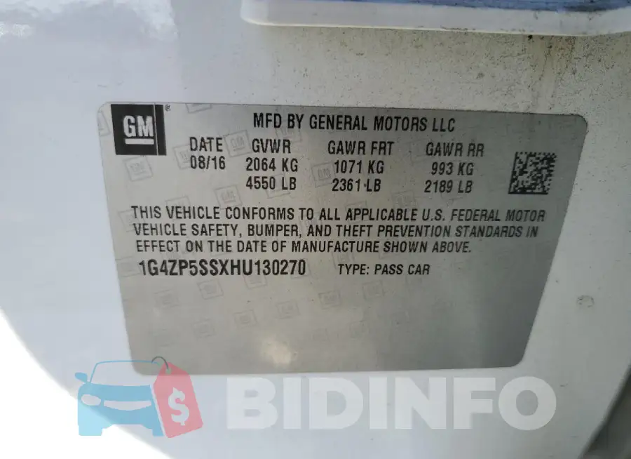 1G4ZP5SSXHU130270 Photo# 13