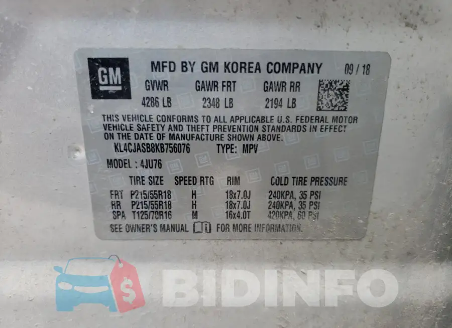 KL4CJASB8KB756076 Photo# 12