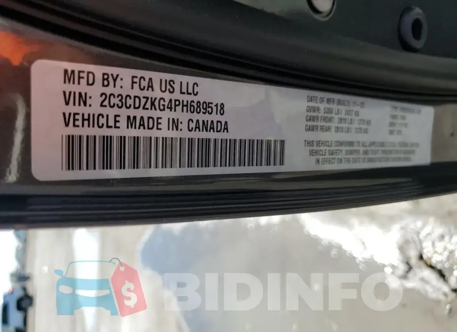 2C3CDZKG4PH689518 Photo# 13