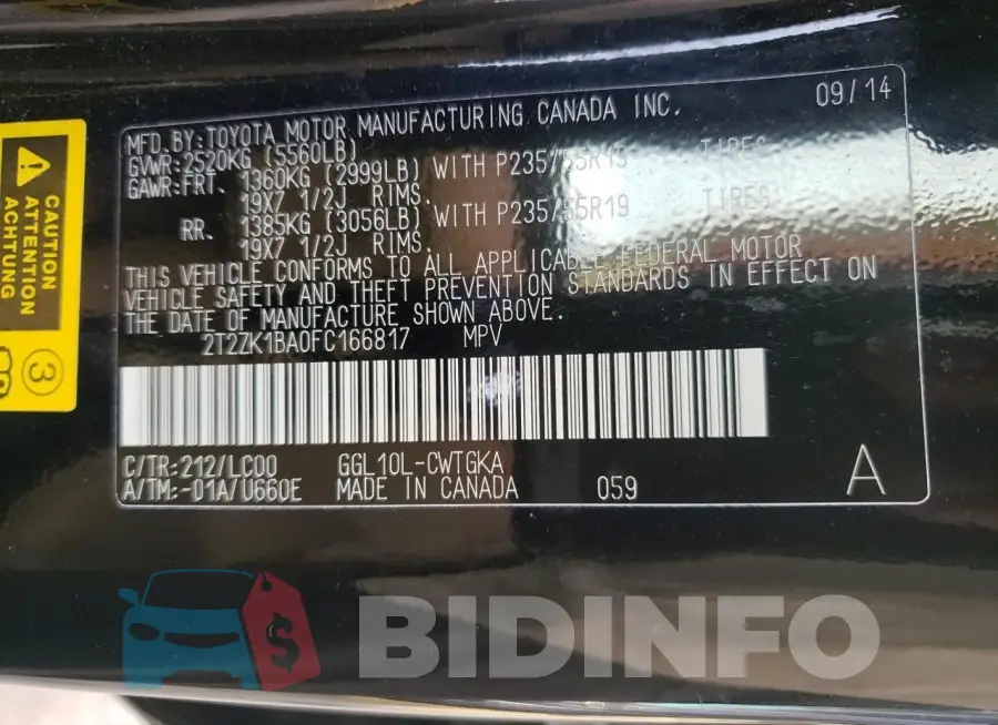 2T2ZK1BA0FC166817 Photo# 12
