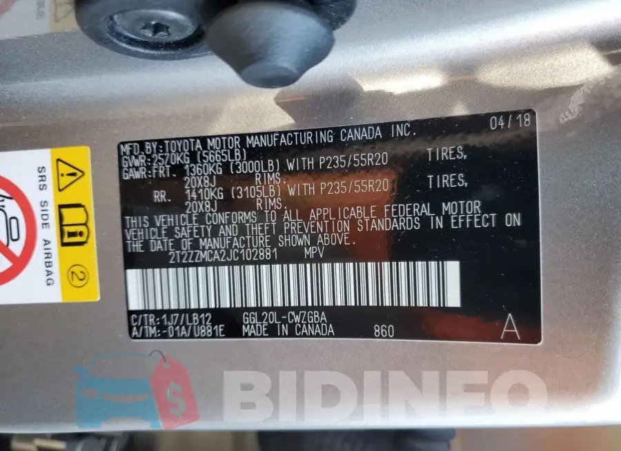 2T2ZZMCA2JC102881 Photo# 14