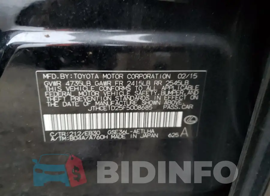 JTHCE1D25F5008685 Photo# 13