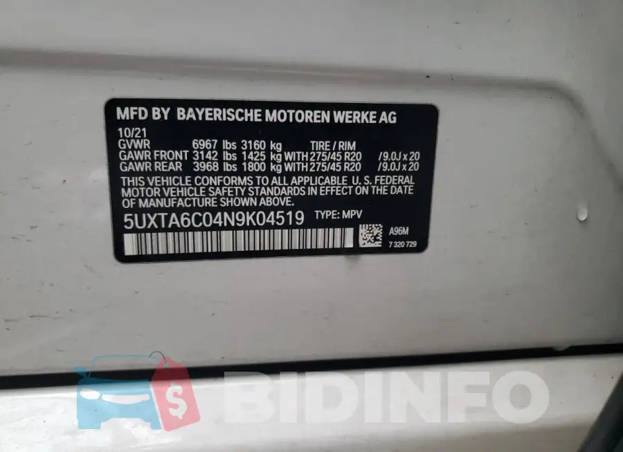 5UXTA6C04N9K04519 Photo# 12