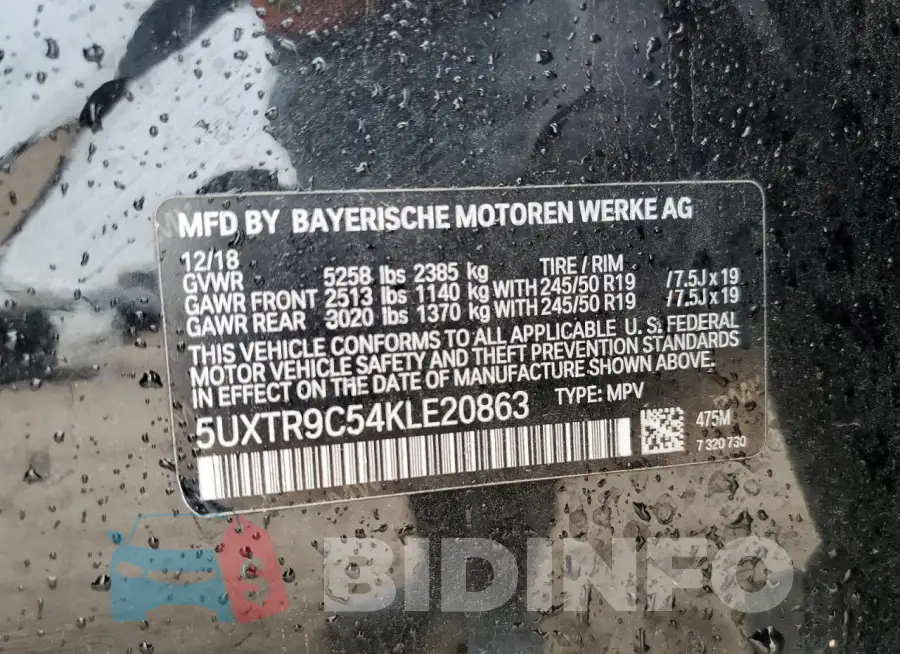 5UXTR9C54KLE20863 Photo# 12