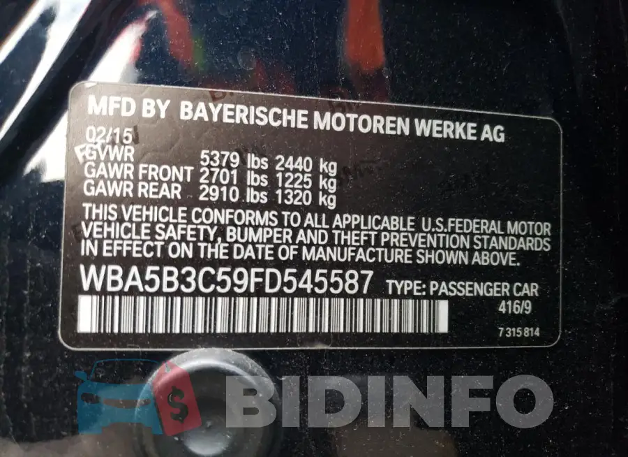 WBA5B3C59FD545587 Photo# 12