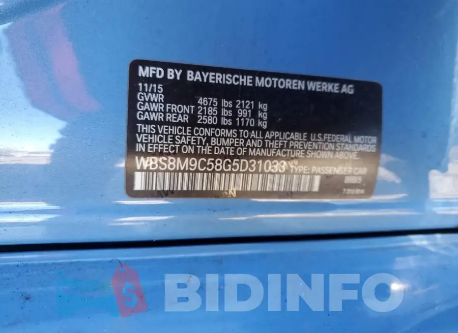 WBS8M9C58G5D31033 Photo# 12