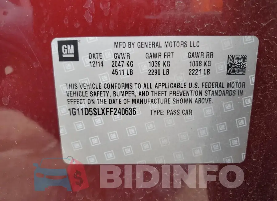 1G11D5SLXFF240636 Photo# 13