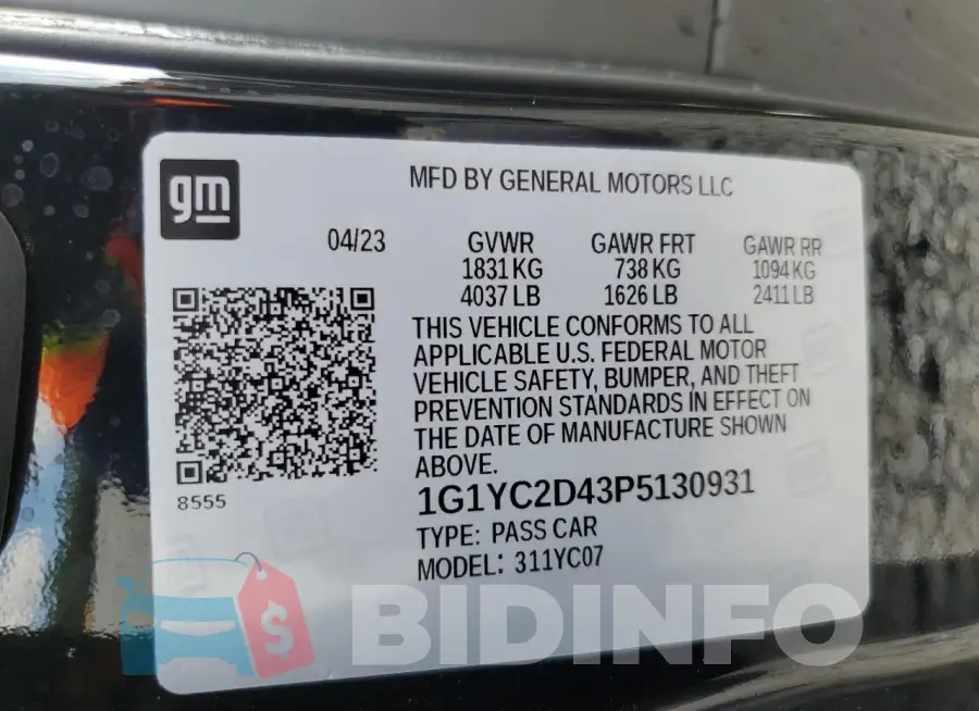 1G1YC2D43P5130931 Photo# 12
