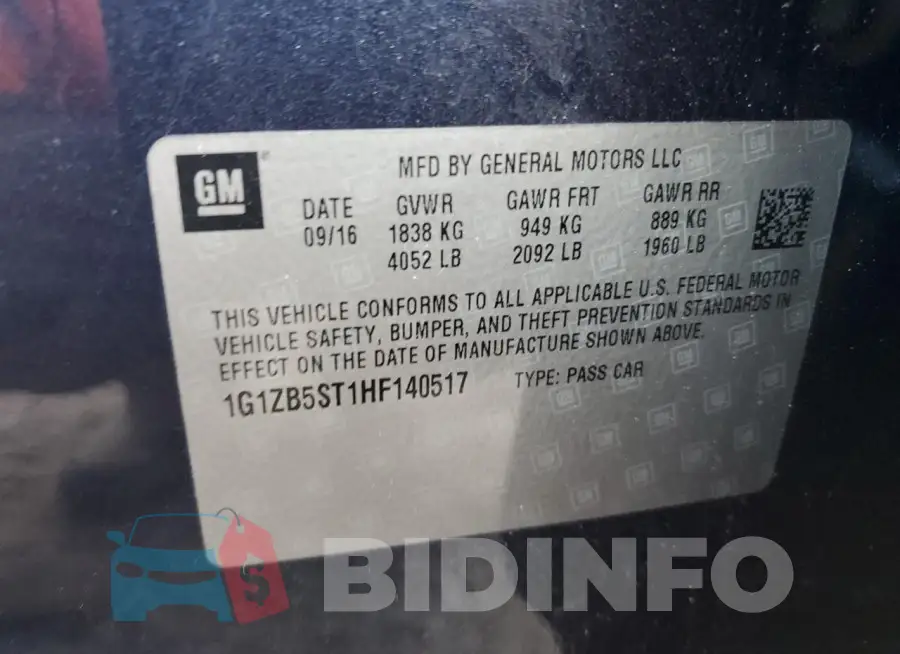 1G1ZB5ST1HF140517 Photo# 12