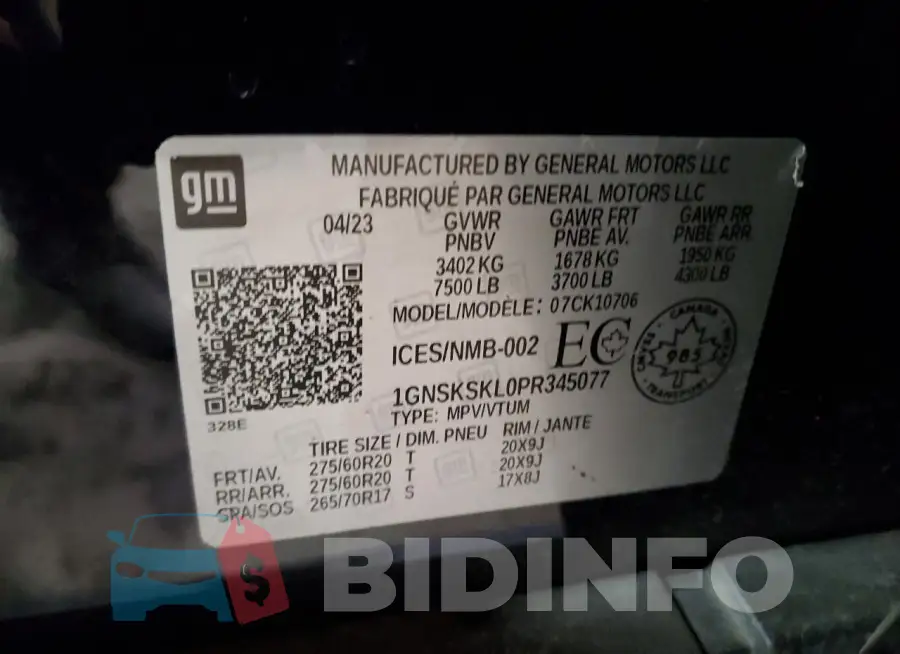 1GNSKSKL0PR345077 Photo# 13