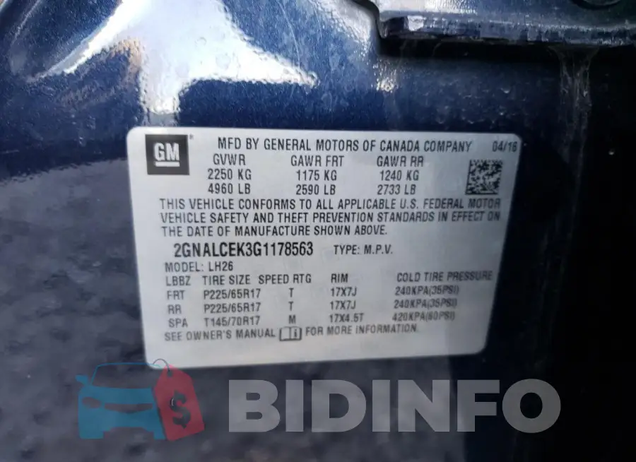 2GNALCEK3G1178563 Photo# 12