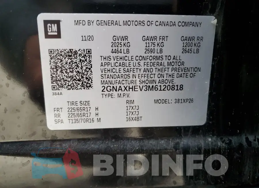 2GNAXHEV3M6120818 Photo# 12